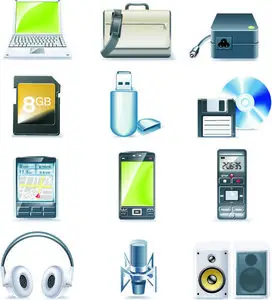 Vector Detailed Computer Parts Icon Set - 3