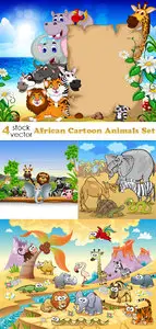 Vectors - African Cartoon Animals Set