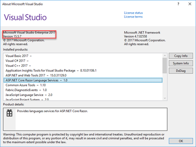 Microsoft Visual Studio 2017 version 15.5.7 with Build Tools