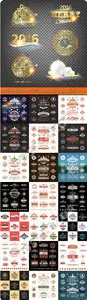 2016 Merry Christmas And Happy New Year typographic logos vector 