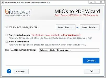 BitRecover MBOX to PDF Wizard Professional Edition 8.3