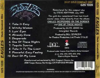 The Eagles - Their Greatest Hits - 24-kt Gold Audiophile CD - 1993