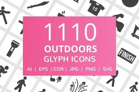 Creative Market - 1110 Outdoors Glyph Icons - 2041477