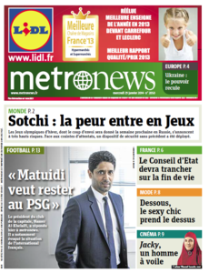 Metro [France -  Par | Lil |Bor | Rhô | Pro | Côt | Nan | Ren | Gra | Tou | Lan], 29. January 2014