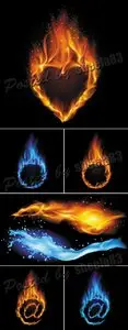Fiery Objects Vector