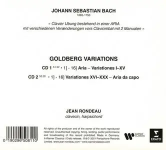 Jean Rondeau - Johann Sebastian Bach: Goldberg Variations (2021)
