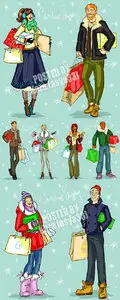 People winter shopping