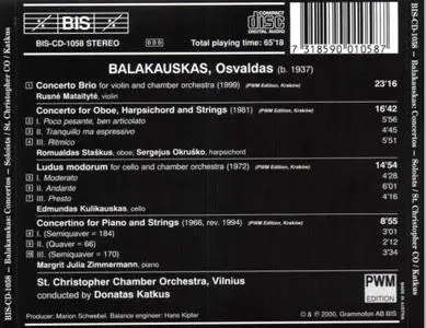 Donatas Katkus - Osvaldas Balakauskas: Concertos For Violin, Cello, Piano, Oboe & Harpsichord (2000) (Repost)