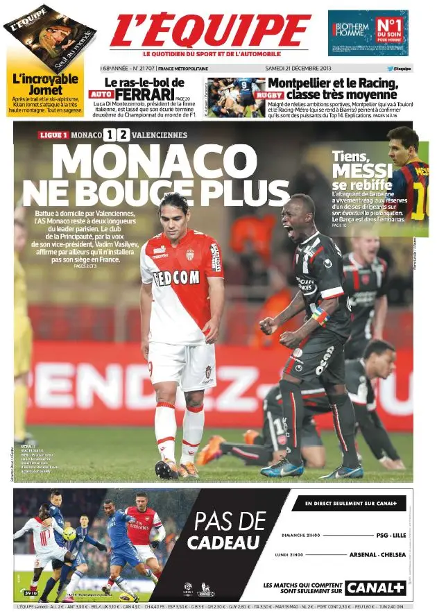 L'Equipe du Samedi 21 Décembre 2013
