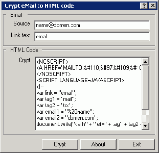 Crypt Email To HTML Code 2.5