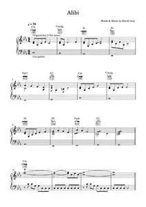 Alibi - David Gray (Piano-Vocal-Guitar (Piano Accompaniment))