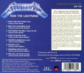 Metallica - Ride The Lightning (1984) [DCC, GZS-1136]