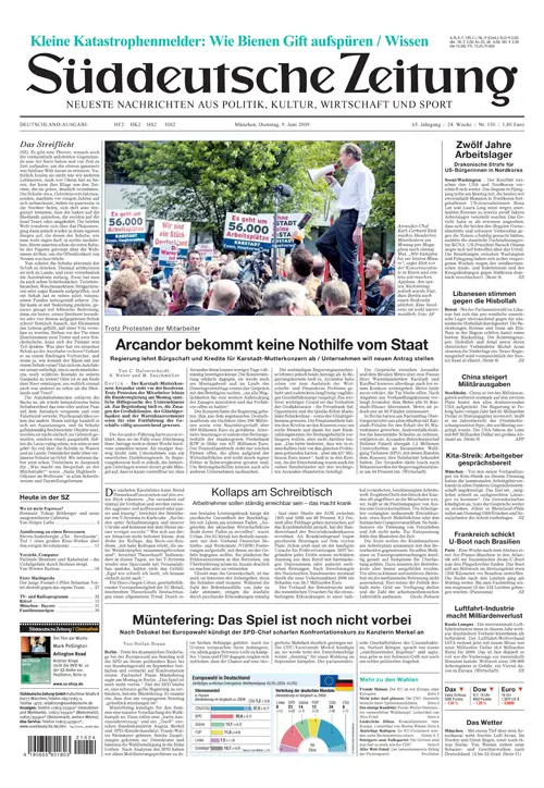 Sueddeutsche Zeitung vom 09.06.2009