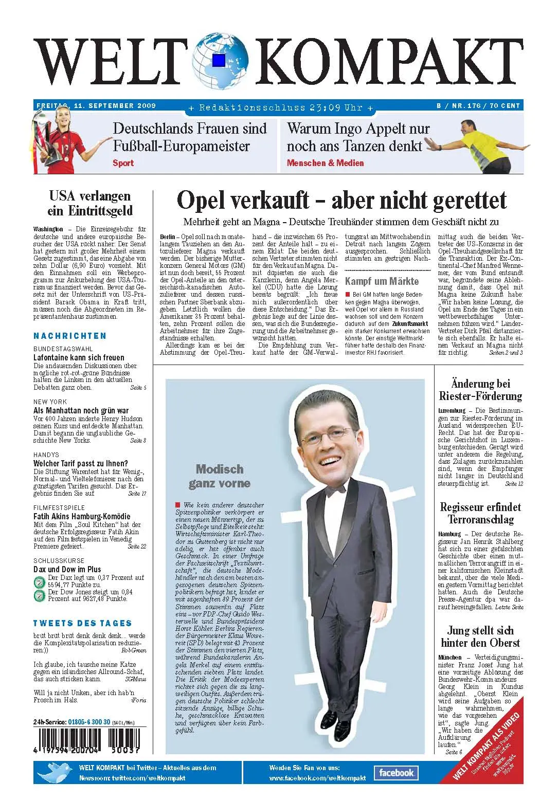 Die Welt kompakt vom 11. September 2009