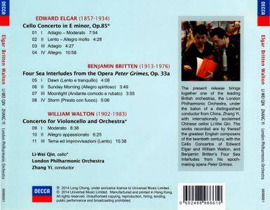 Li-Wei Qin, London PO, Zhang Yi - Edward Elgar, Benjamin Britten, William Walton: Cello Concertos (2014)