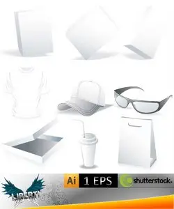 Set of things from white paper and cloth