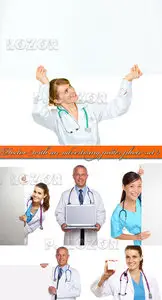 Doctor with an advertising poster photo set 2