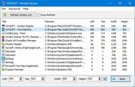 VOVSOFT Window Resizer 3.2 for mac download