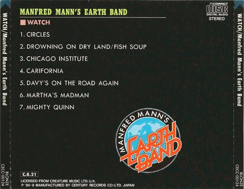 Manfred mann earth. Manfred Mann's Earth Band watch 1978. Manfred Mann s Earth Band обложка. Manfred Mann's Earth Band watch 1978 CD. Manfred Mann's Earth Band watch 1978 обложка.