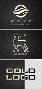 AS - Logo Mockup with Embossed Gold Effect on Leather 427281728