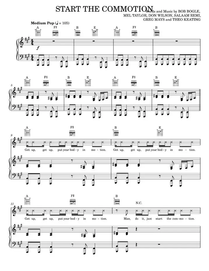 Start The Commotion - The Wiseguys (Piano-Vocal-Guitar)