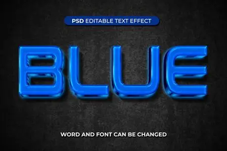 PSD blue text effect 3d color layered