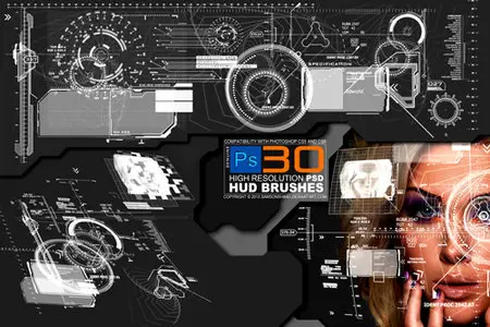 30 Heads Up Display PS Brushes