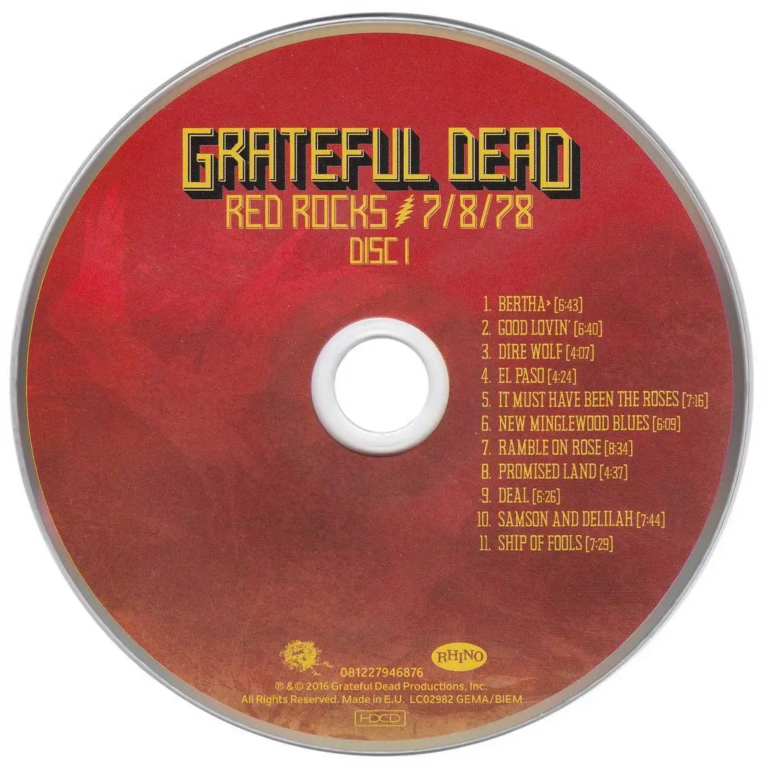 Grateful Dead - Red Rocks 7-8-78 (2016) {3CD, HDCD, Rhino 081227946876}