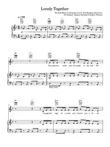 Lonely Together (featuring Rita Ora) - Avicii, Rita Ora (Piano-Vocal-Guitar (Piano Accompaniment))