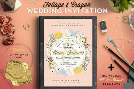 CreativeMarket - Foil&Crayon Wedding Invite II