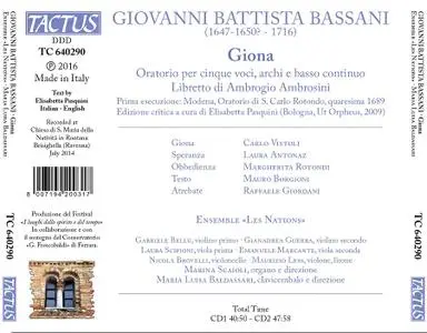 Maria Luisa Baldassari, Ensemble Les Nations - Giovanni Battista Bassani: Giona (2016)
