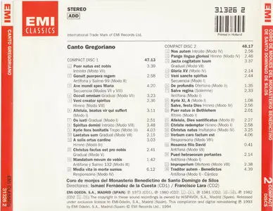Coro Benedictino De Santo Domingo De Silos - Canto Gregoriano [EMI Classics 31326 2] {Germany 1994}