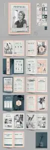 Business Proposal Template with Pale Peach and Dark Blue Elements 537602301