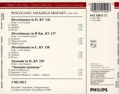 I Musici - Mozart: Serenata Notturna, 3 Divertimenti (1984)