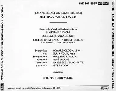 Philippe Herreweghe, La Chapelle Royale, Collegium Vocale Gent - Johann Sebastian Bach: Matthäus-Passion (1985)