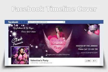 CreativeMarket - Valentine Day Party Facebook Covers