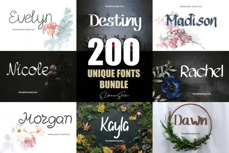 Eldamar Studio -  200 Unique Fonts Bundle
