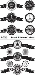 Vectors - Black Ribbons Labels