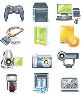 Vector Detailed Computer Parts Icon Set - 5