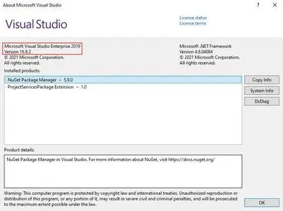 Microsoft Visual Studio 2019 version 16.9.2