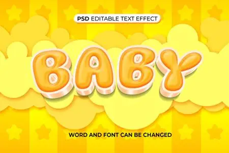 PSD baby yellow text effect 3d