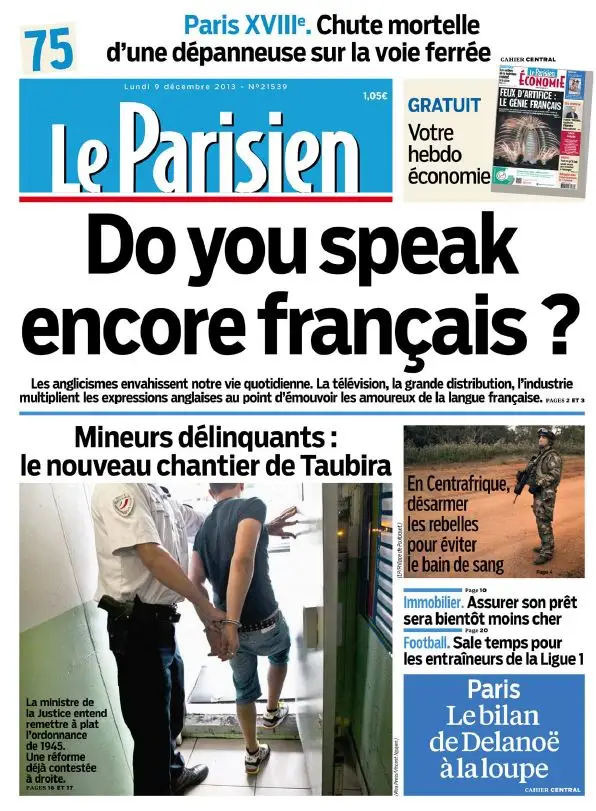 Le Parisien + Journal de Paris du Lundi 9 Décembre 2013