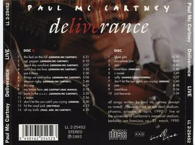 Paul McCartney - Deliverance Live (1993) [Bootleg]