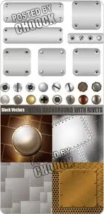 Metal background with rivets - Stock Vector