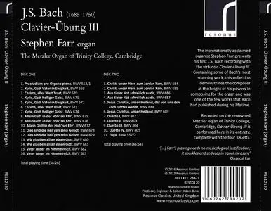 Stephen Farr - Johann Sebastian Bach: Clavier-Übung III (2016)