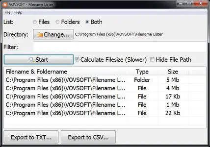 VovSoft Filename Lister 2.4 + Portable