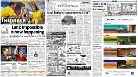 Philippine Daily Inquirer – April 26, 2016