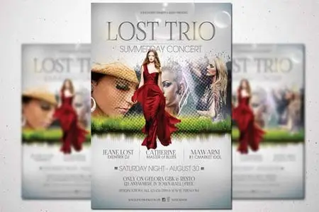 CreativeMarket Lost Trio Flyer - Summer Vaganza