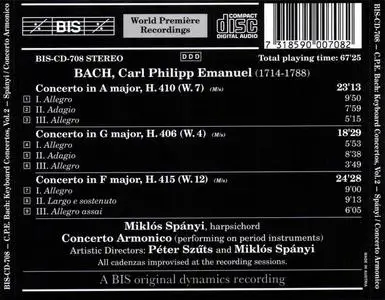 Miklós Spányi, Concerto Armonico - Carl Philipp Emanuel Bach: The Complete Keyboard Concertos, Vol. 2 (1996)