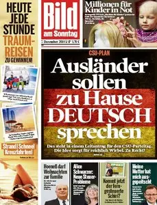 Bild am Sonntag vom 07 Dezember 2014